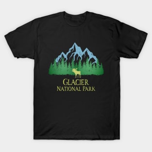 Glacier National Park Montana Mountain Trees Moose T-Shirt